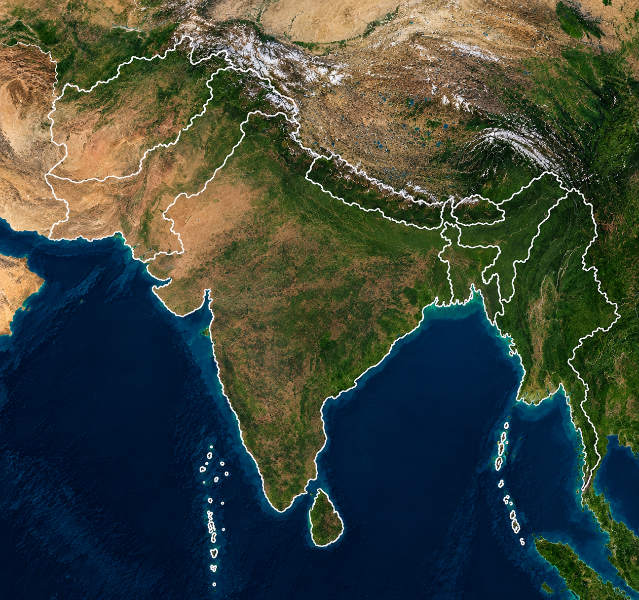 South Asian country outlines